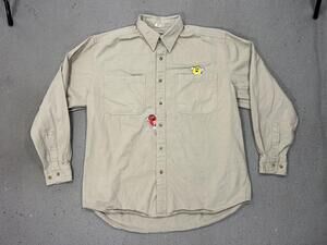 Vintage Planet Mars Shirt Mens Large Beige M&M's Embroidered Twill Hong Kong 90s